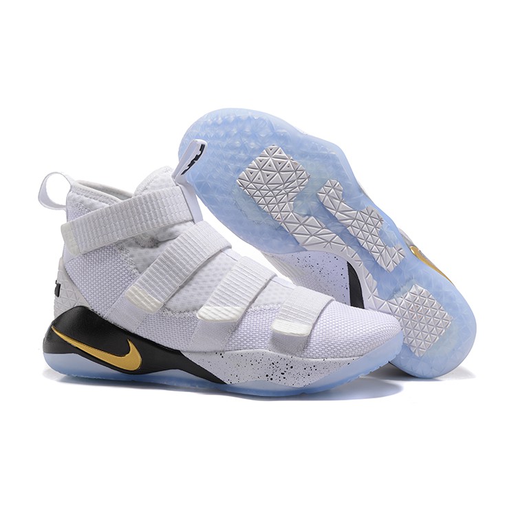 lebron james white and gold shoes