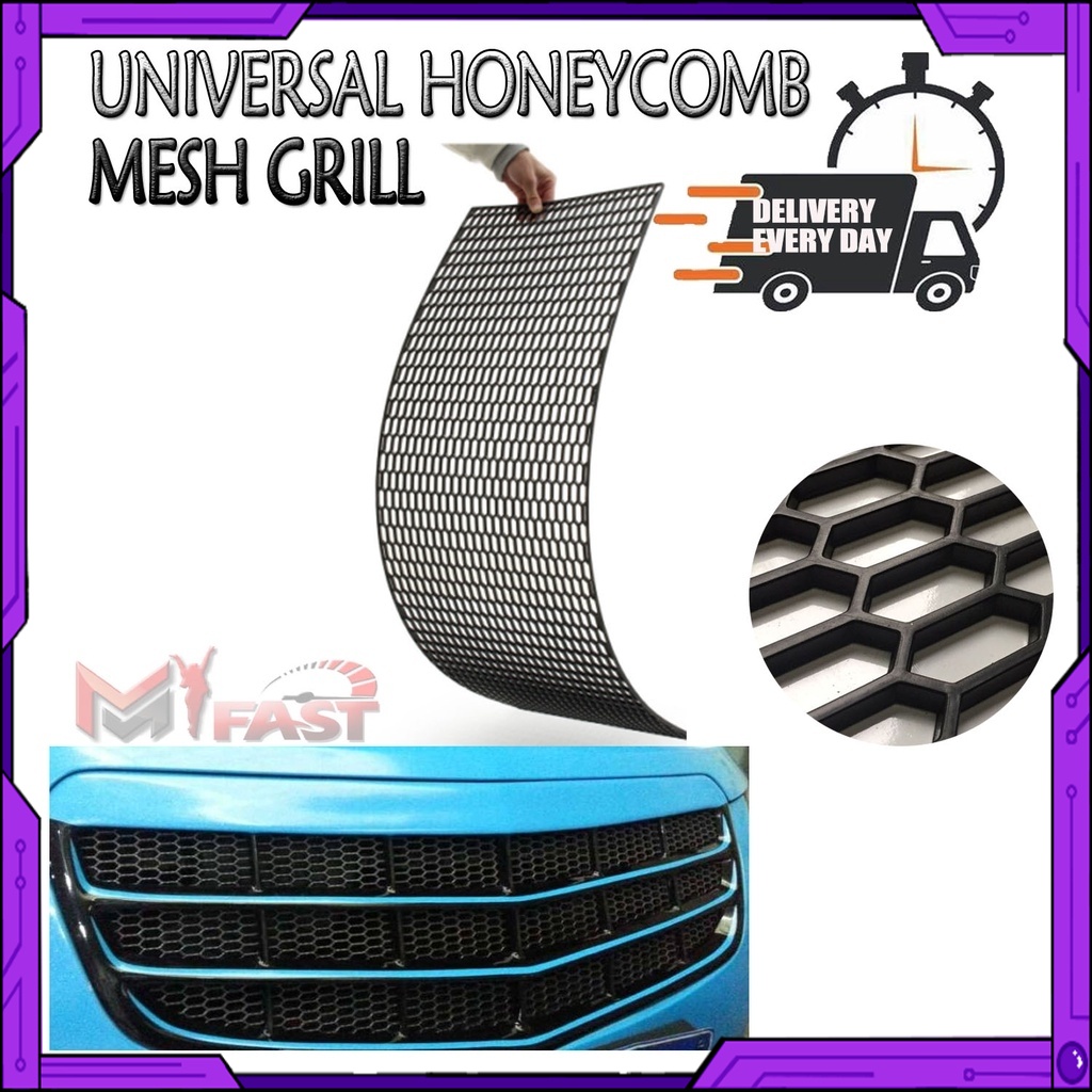 Universal Black HoneyComb Plastic Mesh Grill Spoiler Bumper Vent ...