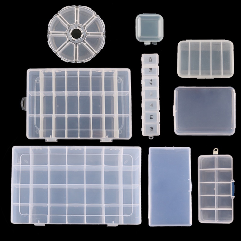 Transparent Plastic Storage Jewelry Box Compartment Adjustable