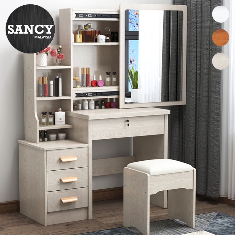 Sancy Modern Vanity Dressing Table Bedroom Makeup Table Storage Cabinet Integrated Dressing Table With Padded Chair Shopee Malaysia