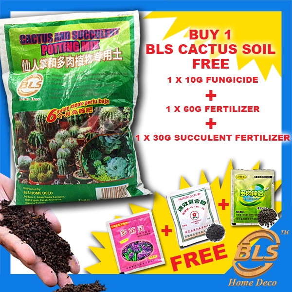 Bls Free 1pck Fungicide 1pck Fertilzer 1 Pck Succulent Fertilizer Bls Cactus Succulent Potting Mix 7 Litre Shopee Malaysia