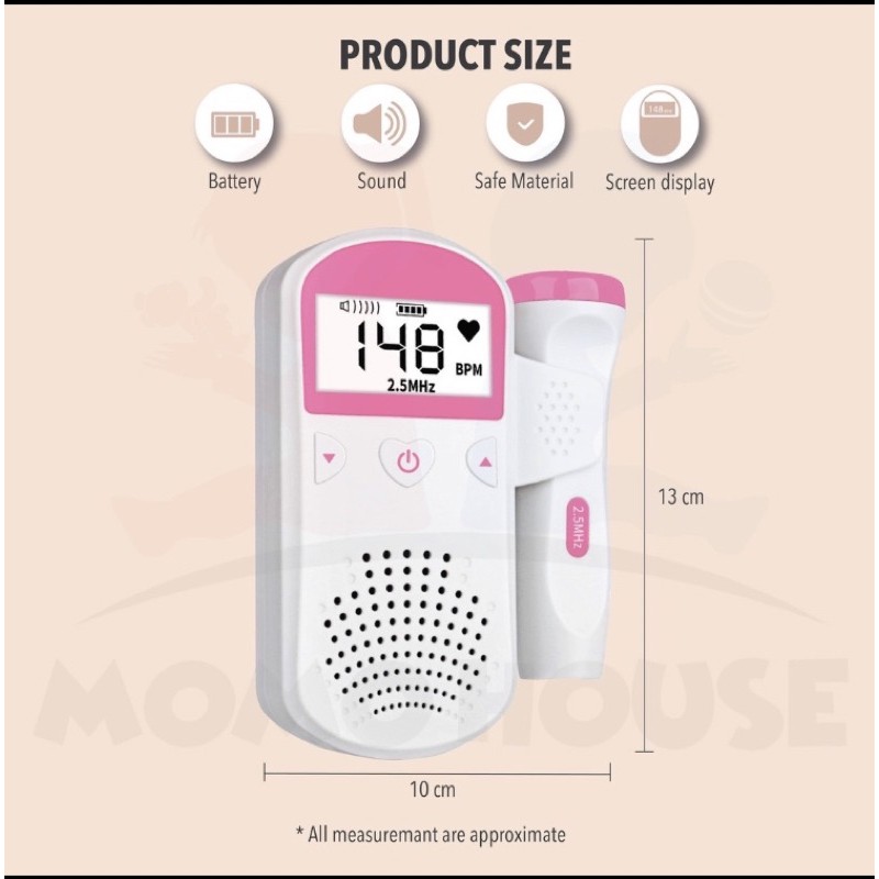 Fetal Doppler Heart Beat Rate( Monitor baby heart beat at Home