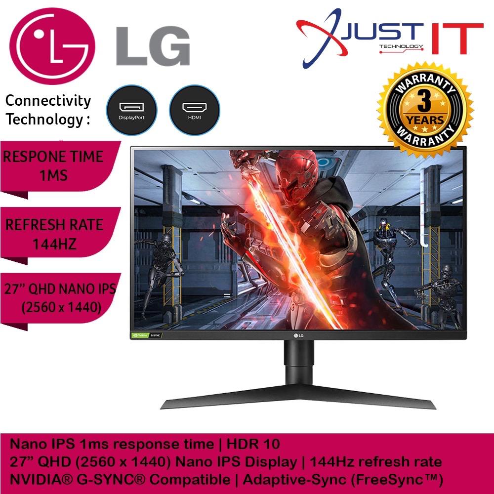 Lg Ultra Gear 27GL850 Qhd Nano Ips 144Hz 1Ms Adaptive Sync Gaming ...