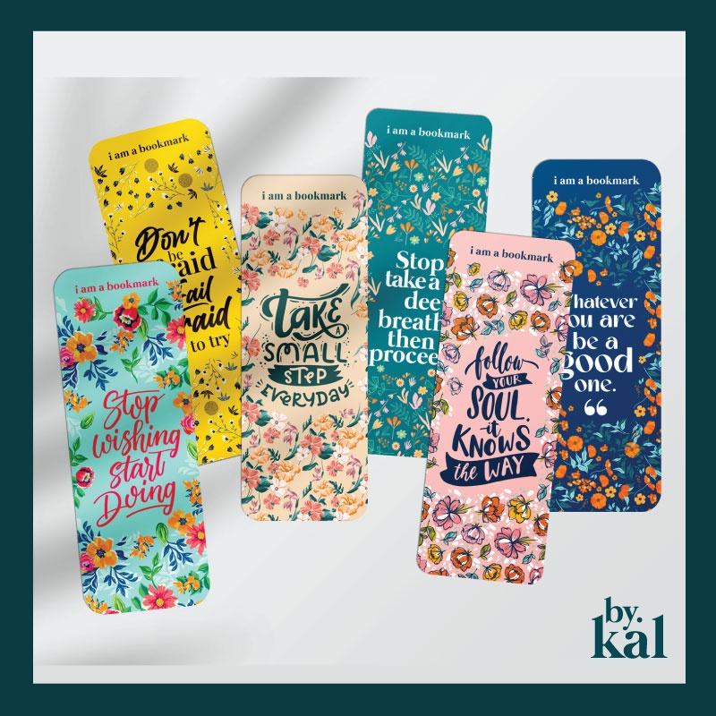 1pcs Bookmark with Motivational / Inspirational Quote Floral Theme / Penanda Buku Dengan Kata-kata Motivasi / Inspirasi