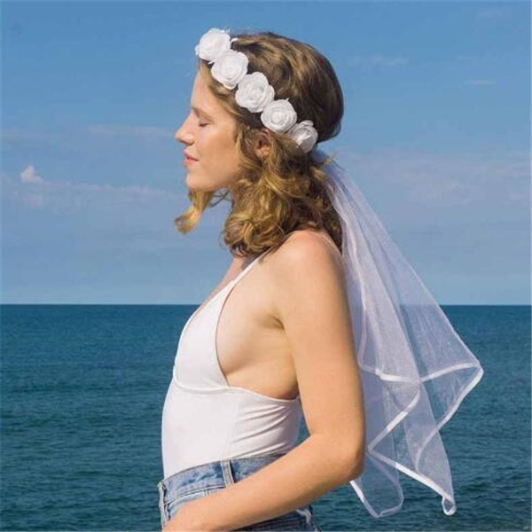 1 Pcs Rose Flower Crown Wedding Hair Hoop Rose Flower Hair Veils