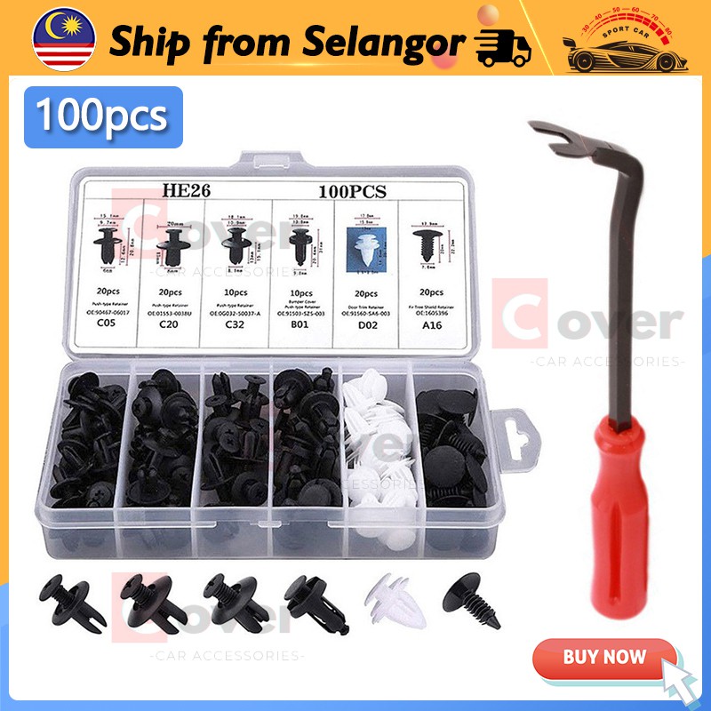 100pcs Clip Trim Kit Car Push Pin Rivet Bumper Door Panel 