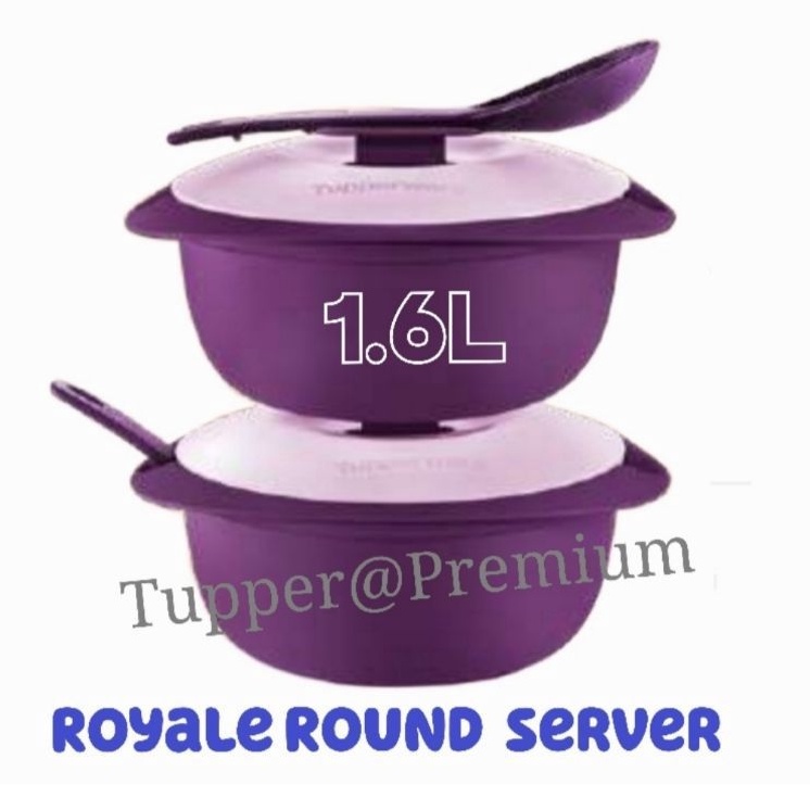 (READY STOCK)Tupperware Purple Royale Round Server with Serving Spoon 1.6L 1pc or 2pcs