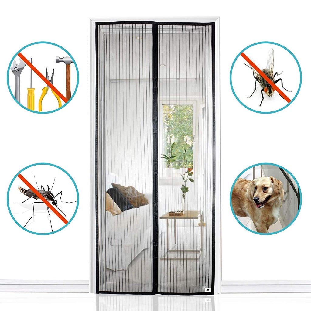 Magnetic Fly Screen Door Mesh Curtain Full Frame Velcro Install