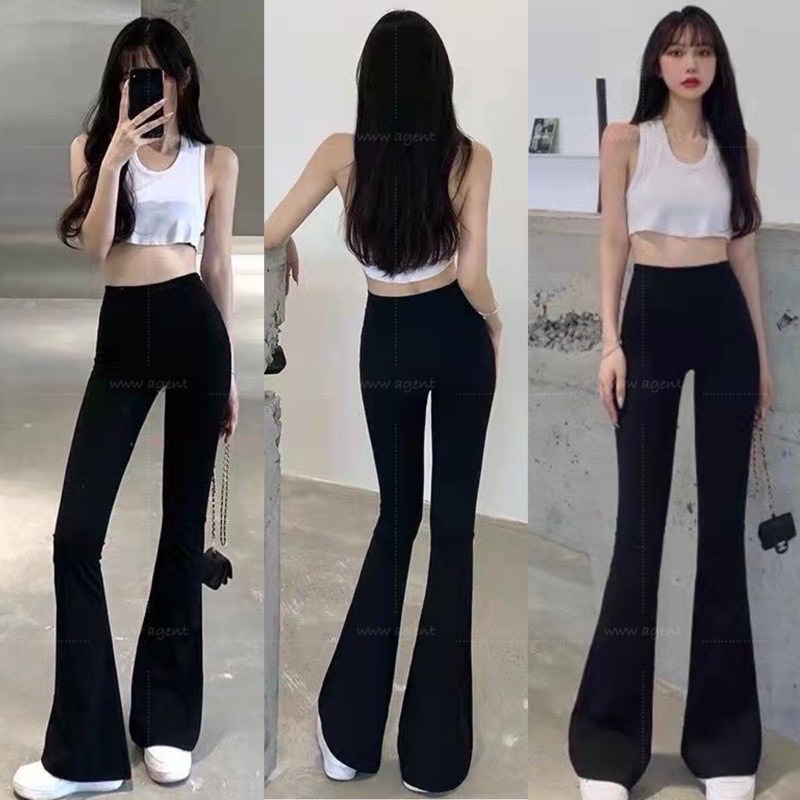 ?L XL Women High Waist Bootcut Pants Cotton Bottom Seluar Bootcut Palazzo Legging Pants Sport Long Pants Jogger Pants