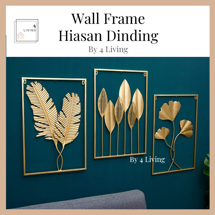 HIASAN RAYAHiasan Dinding Ruang Tamu Metal Golden Leaves Wall Frame Decor Wall Decoration Home Decoration Living Room