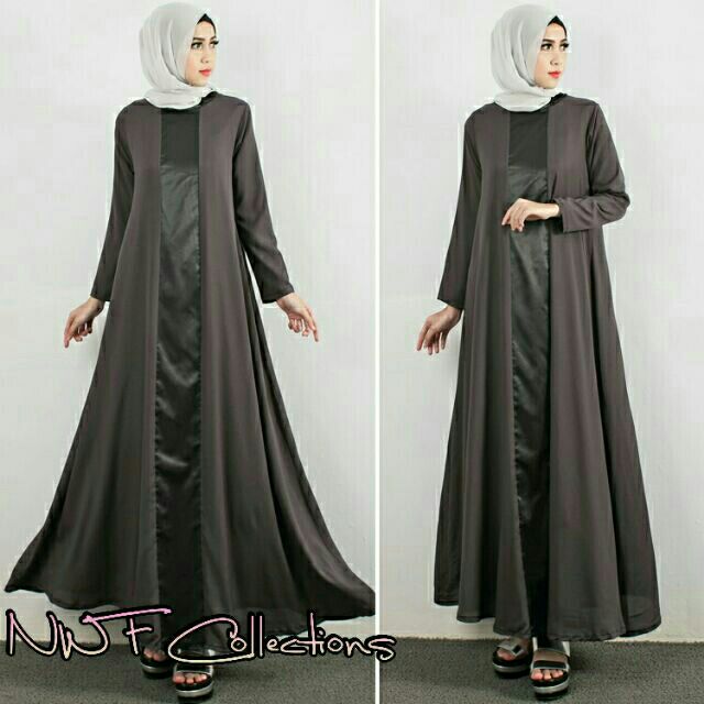 AFRA JUBAH  DRESS SATIN CHIFFON PLAIN SIMPLE MURAH  RAYA 