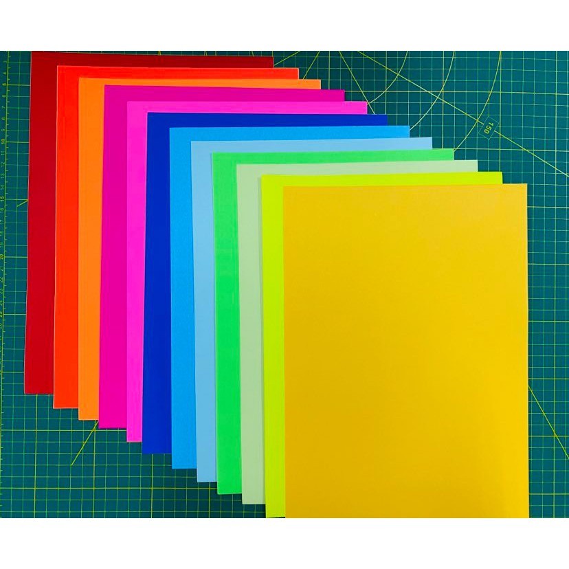 Fluorescent Colour A4 Sticker Paper Kertas Warna Shinning Fluorescent Colour A4 Sticker Paper Kertas Warna Shinning