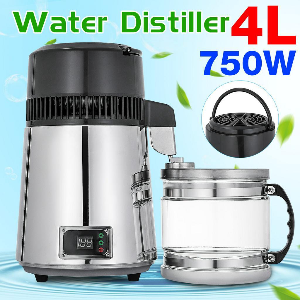 4L Digital Display Pure Water Distiller Filter Stainless Steel Electric Water Distilled Machine Distillation Purifier 750W 110V