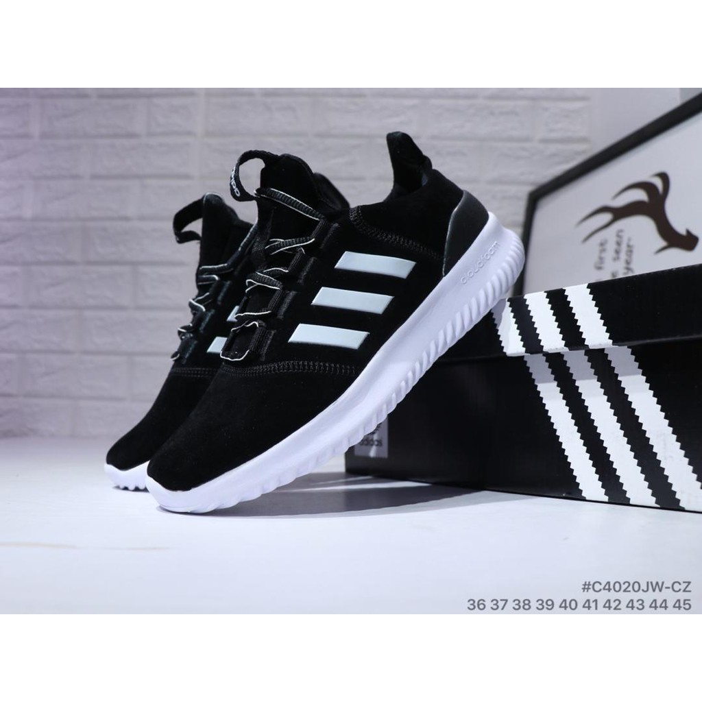 adidas cloudfoam black leather