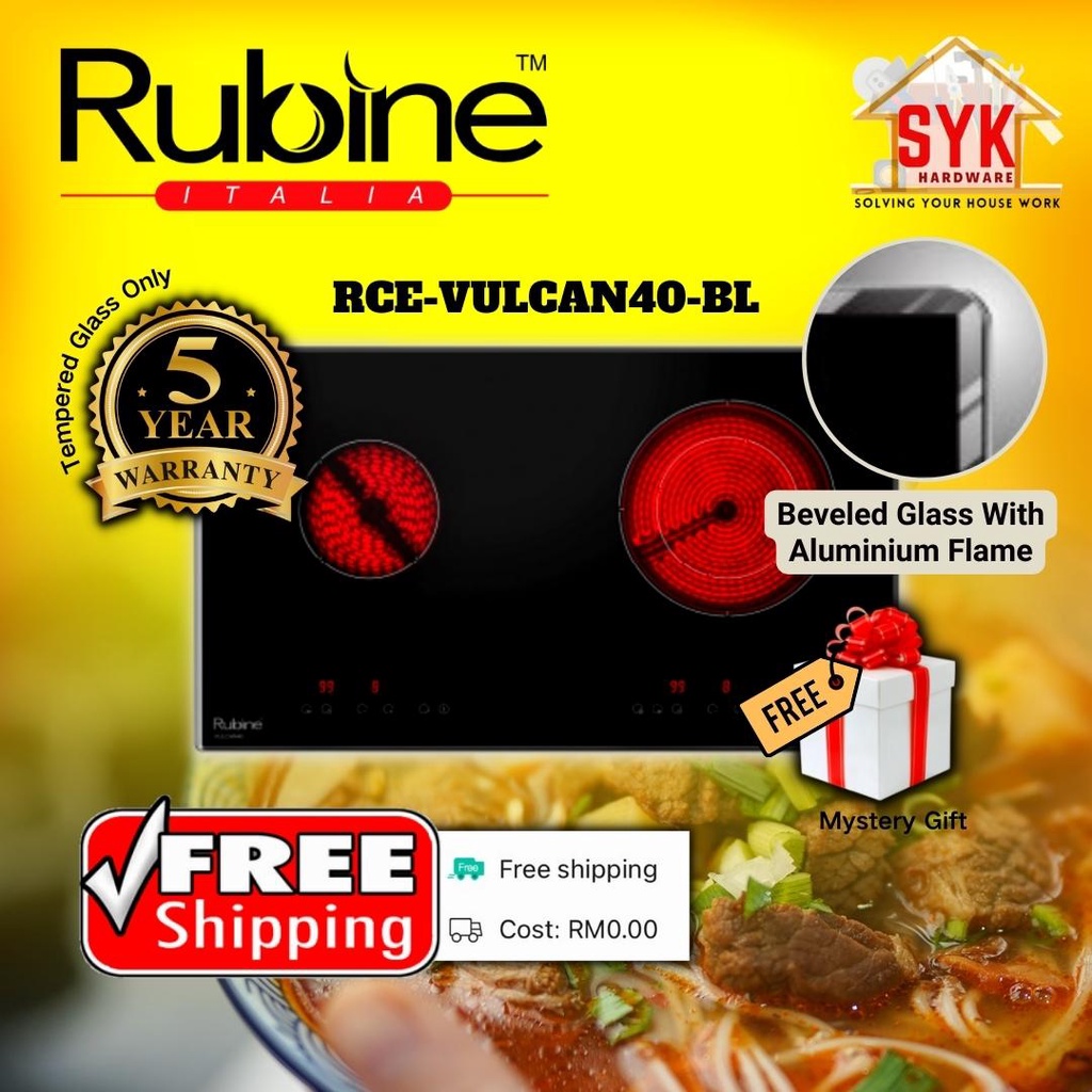 SYK (Free Shipping) Rubine BuiltIn Electric Stove Cooker Hob RCHVULCAN40BL Kitchen Appliances