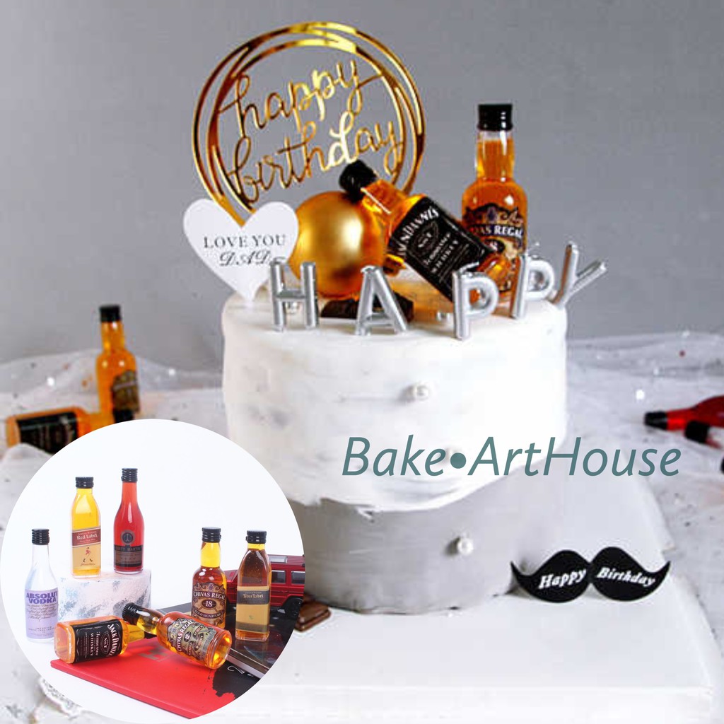 【READY STOCK】Fake Alcohol Beer Liquor Bottle Cake Topper Father's Day Cake Decorations | 仿真小酒瓶蛋糕摆设插件