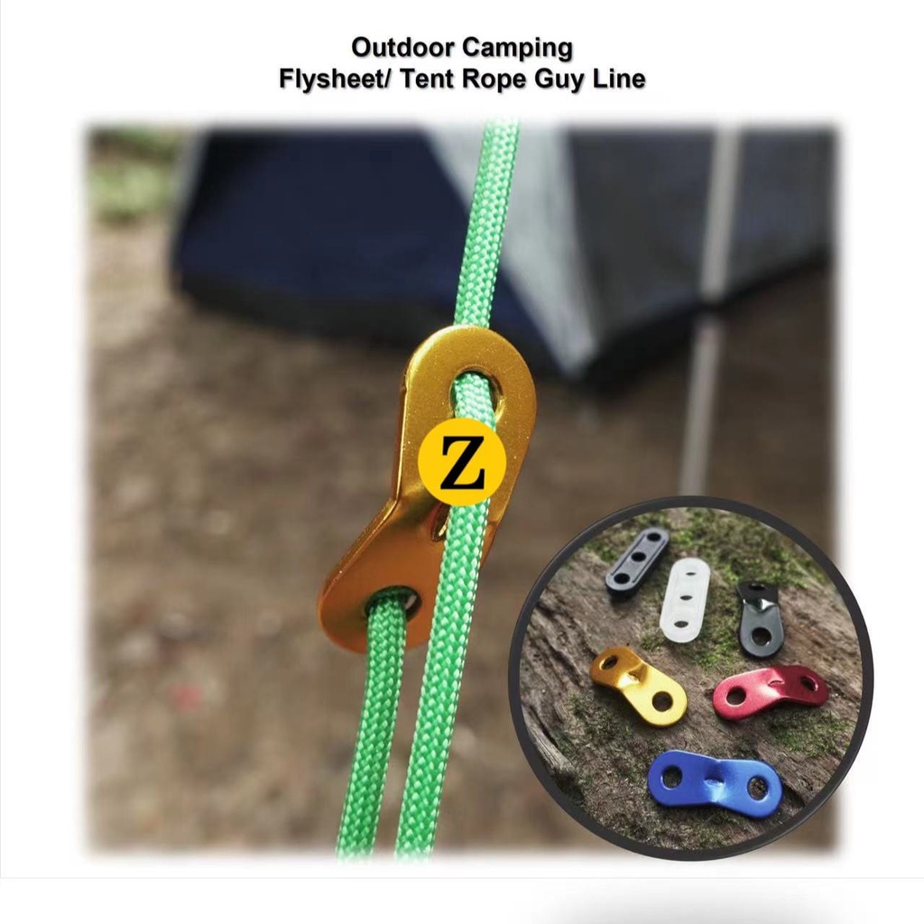 Aluminium & Plastic Guy line Cord Adjuster Rope Tensioner Adjuster Tent