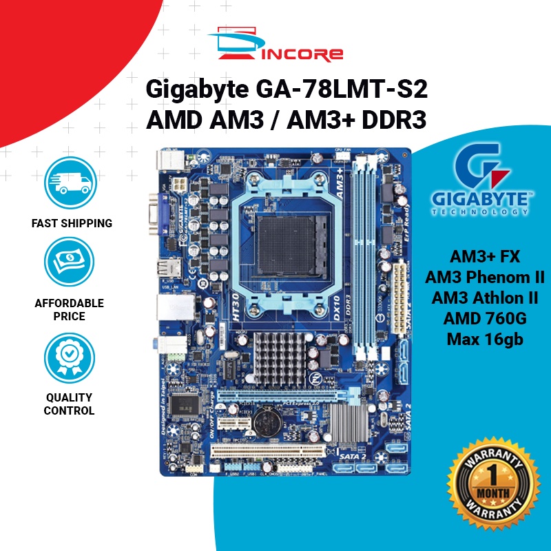 Gigabyte GA78LMTS2 Socket AM3+ AM3 DDR3 AMD Motherboard 780T mATX FX
