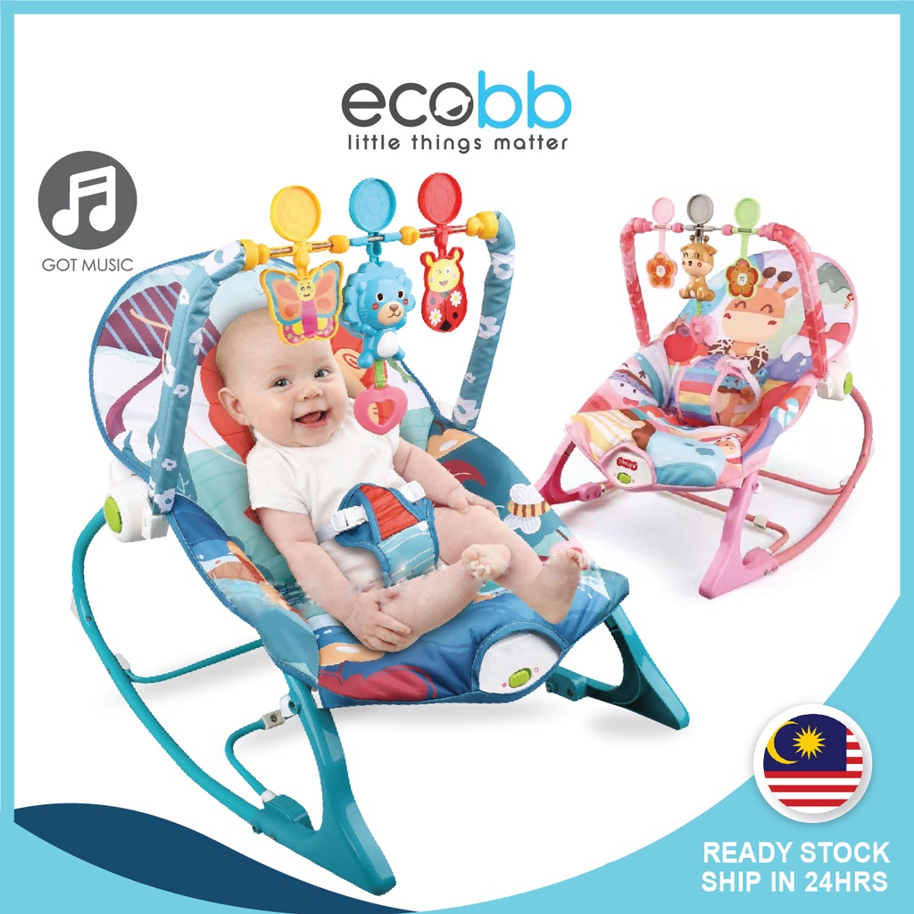 Baby Rocker Bouncer Cradle Music With Safety Belt Kerusi Muzik Buaian ...