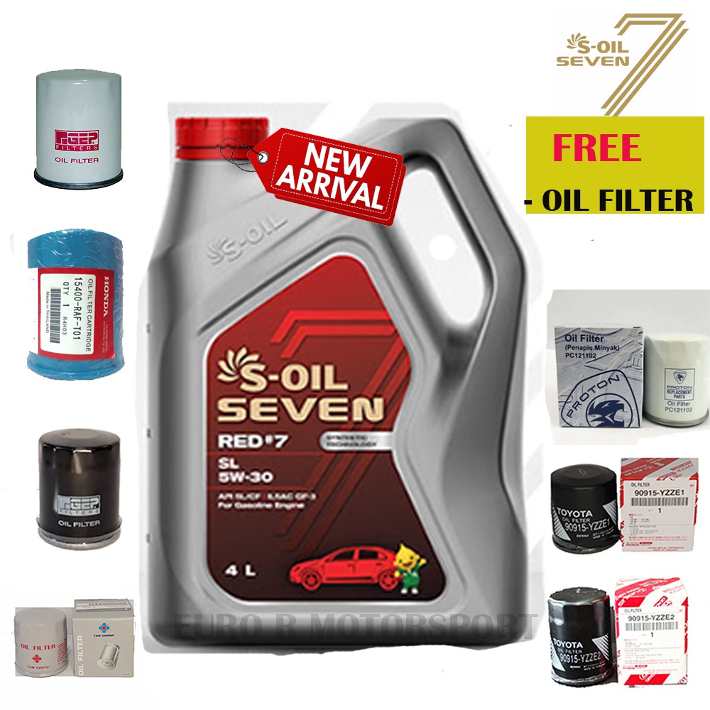 S Oil Seven Engine Oil 5w30 Synthetic Technology 4l With Oil Filter Shopee Malaysia