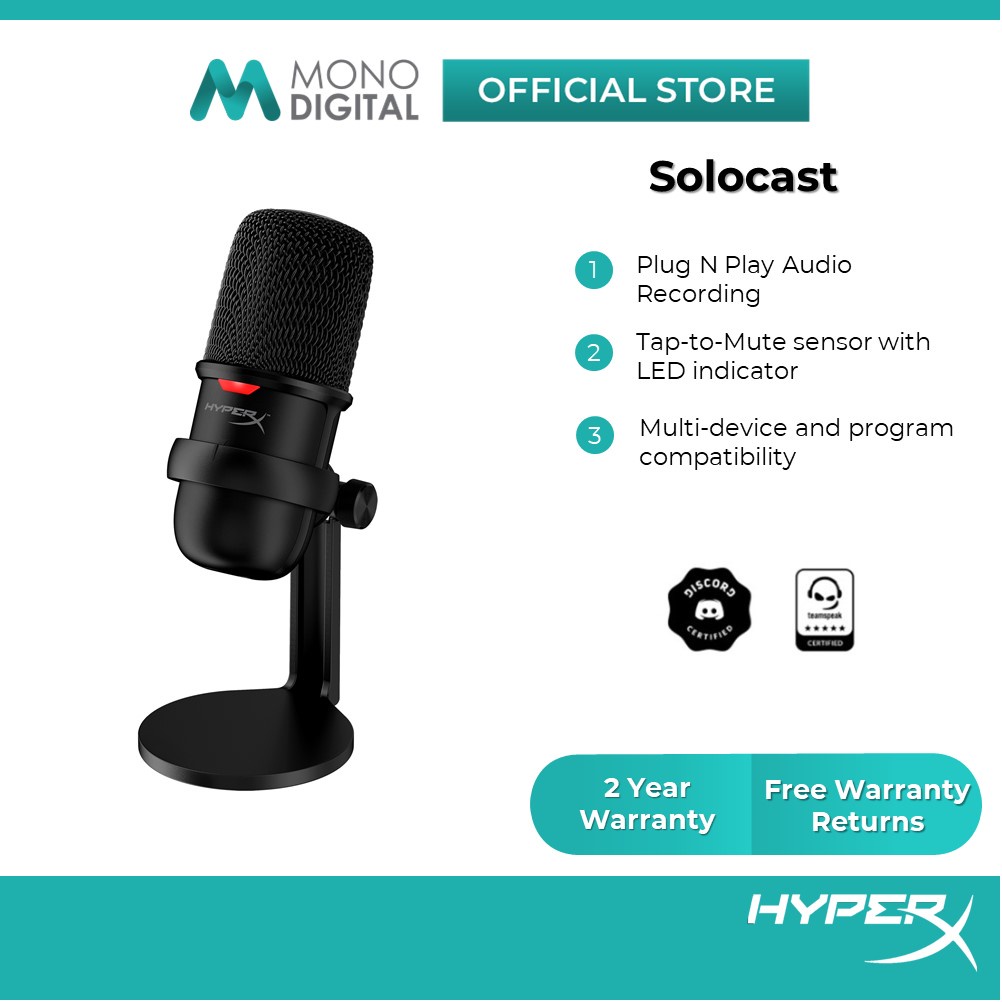 HyperX SoloCast USB Gaming Microphone for Streamers And Content Creators HMIS1X-XX-BK/G