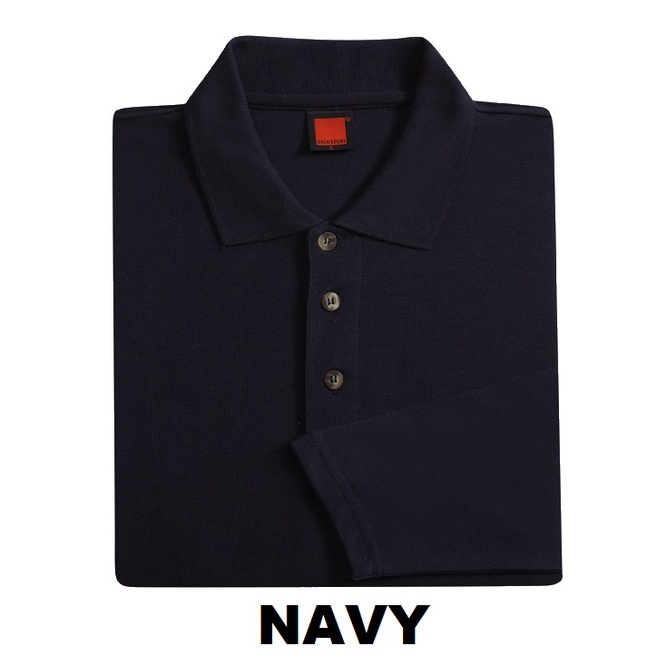 【Cotton Polo】Long Sleeve Plain Polo Shirt Tee Unisex Baju Lengan Panjang HC09 NAVY BLACK GREY RED OREN SPORT HONEYCOMB