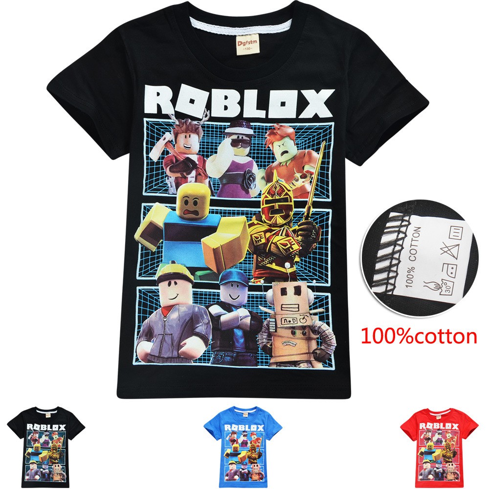 Hot Roblox Print Kids Boys 100 Cotton T Shirt Short Sleeve Tee 3 Colors Blouse Shopee Malaysia - boys 8 20 roblox glow in the dark tee