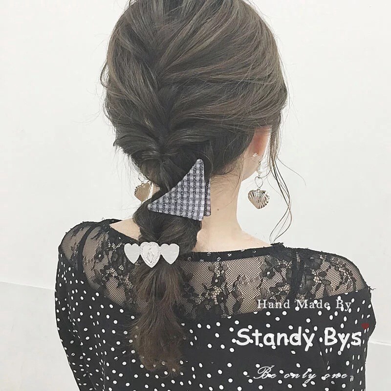 Japanese Girly Simple Plaid Elegant Hair Clip S潮搭 日系少女简约