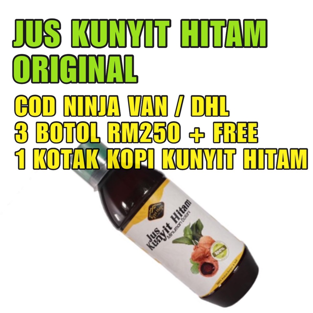 [COD NINJA VAN / DHL] 3 BOTOL JUS KUNYIT HITAM + FREE 1 KOTAK KOPI ...