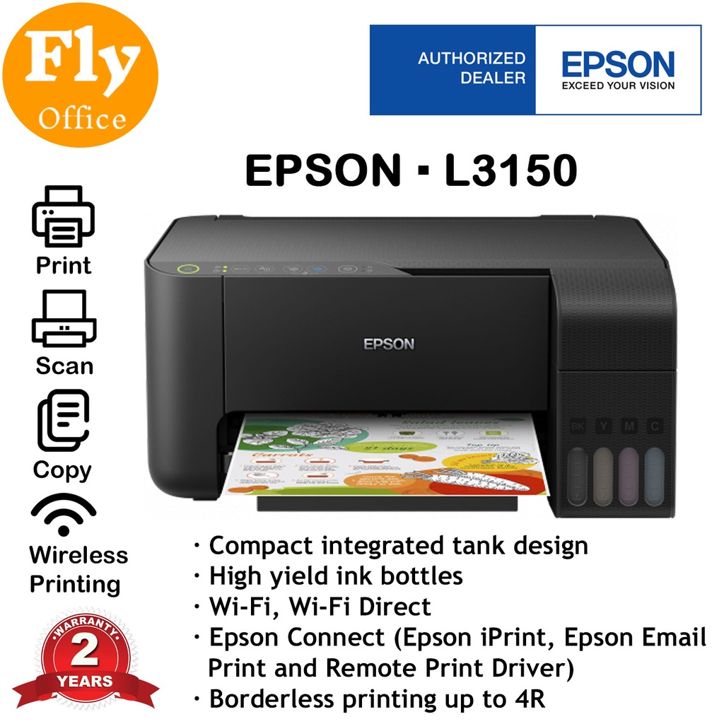 Epson Ecotank L3150 Wi Fi All In One Ink Tank Printer Print Scan Copy Shopee Malaysia