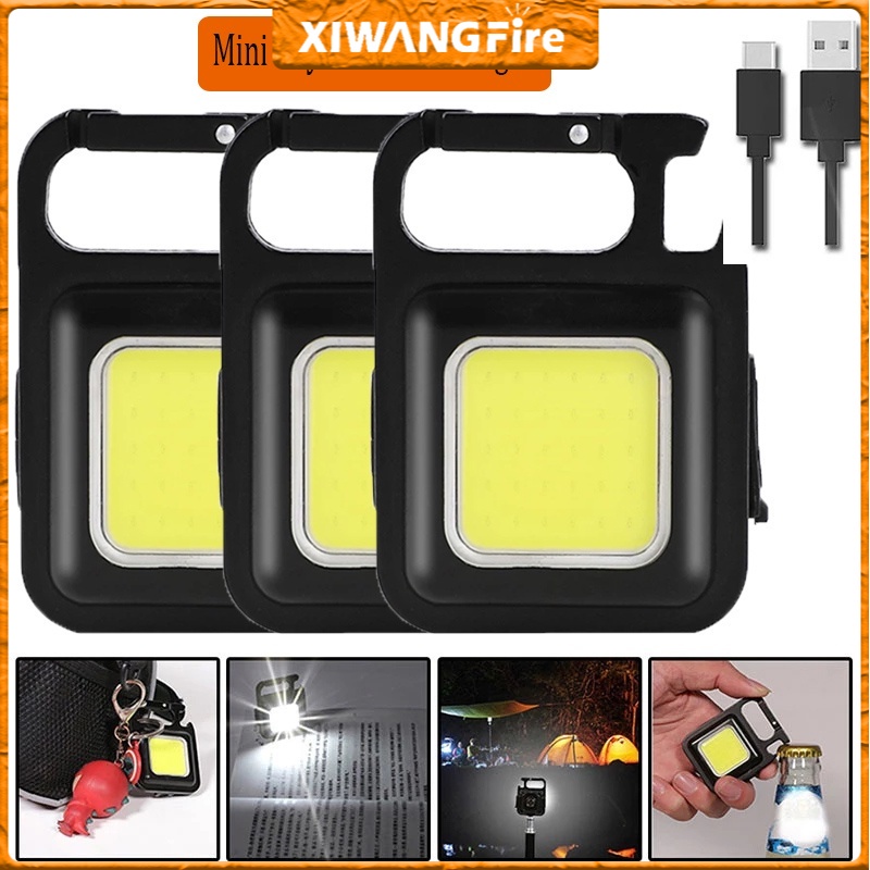 [Ready stock] Portable Mini Keychain COB Work Light/ USB Rechargeable LED Flashlight/ Outdoor Camping Emergency Lamp