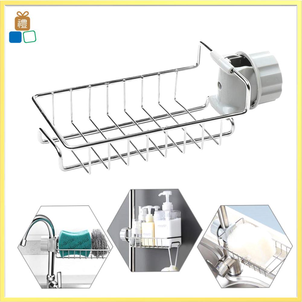 Kitchen Stainless Steel Faucet Sink Sponge Holder Water Tap Soap