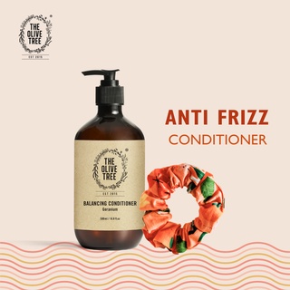 The Olive Tree Balancing Geranium Conditioner 500ml Free Assorted Color Scrunchie Oily Scalp Frizzy Hair Kering