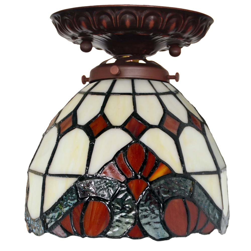 Bieye L10160 Baroque Tiffany Style Semi Flush Mount Ceiling Light