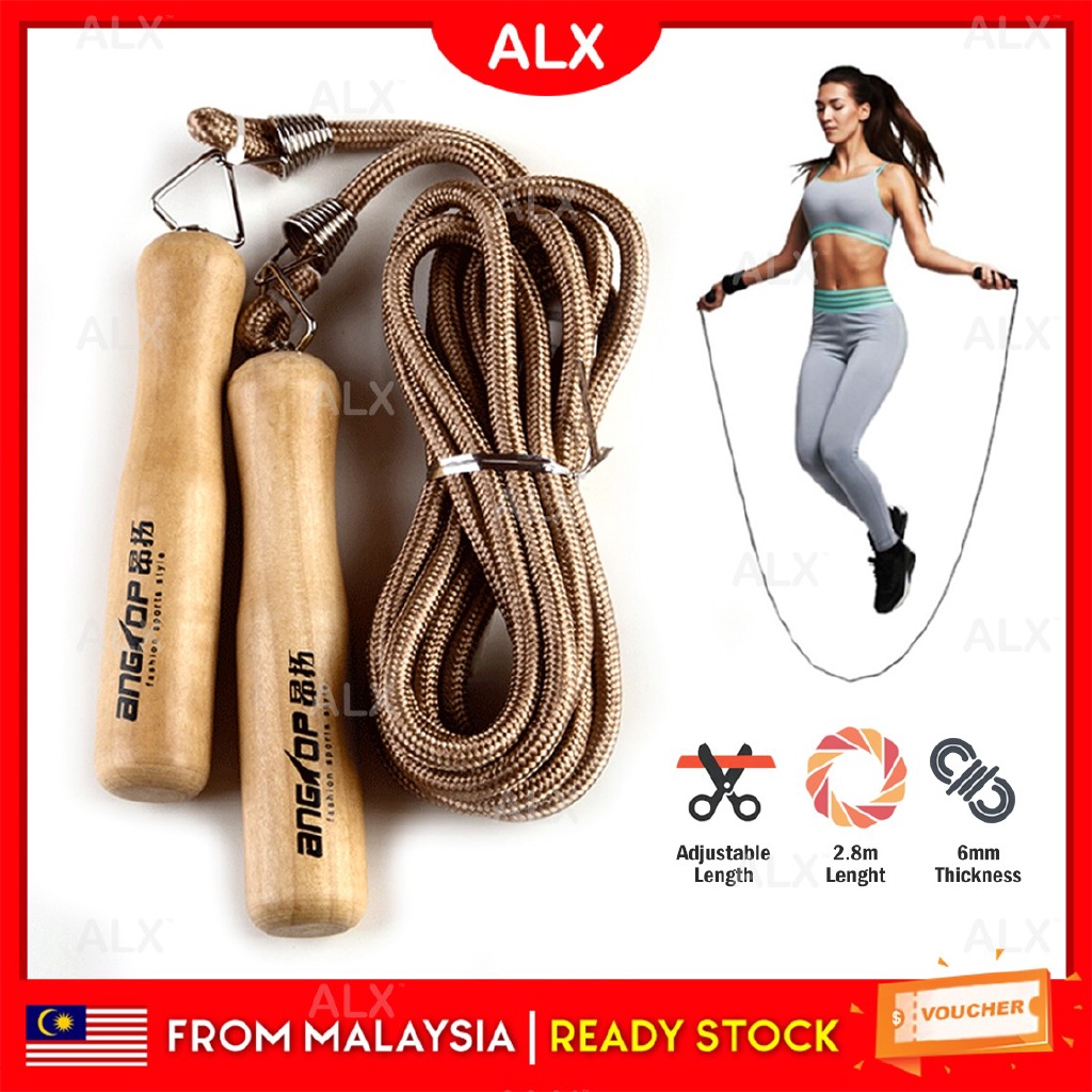 tali skipping ALX Professional Wooden Nylon Jump Rope Nylon Skipping