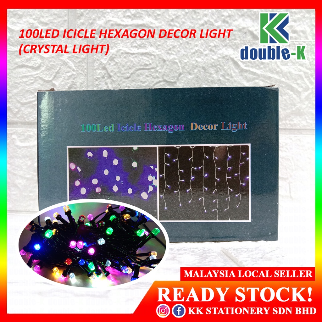 HARI RAYA 100Led Icicle Hexagon Decor Light 3110 (Crystal Light) - RM16.80/box