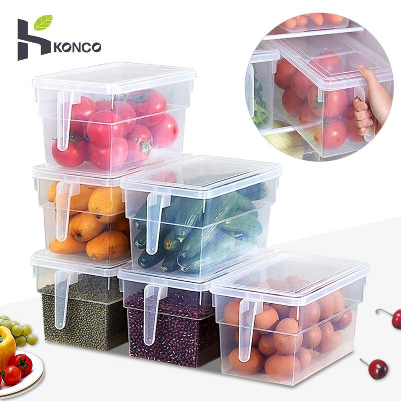 Konco Plastic Storage Containers Square Handle Food Organizer