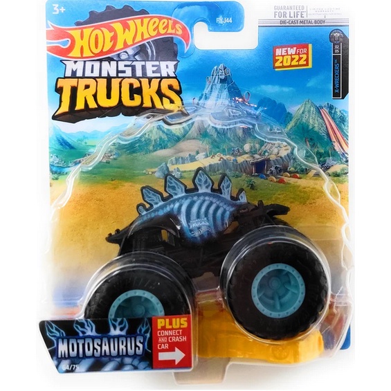 Hot Wheels Monster Trucks Motosaurus with Connect and Crash Car 1:64 ...