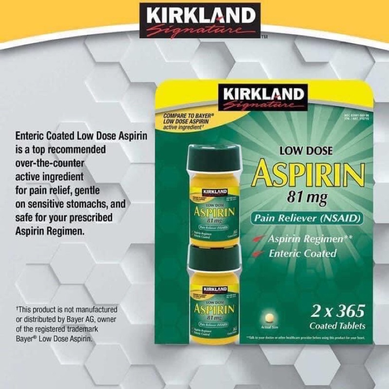 Kirkland Signature LOW Dose Aspirin 81mg Pain Relieve Aspirin Regimen ...