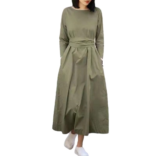 Essential Reliable Maxi dress Belted abaya Muslim Muslimah robe women wear long sleeves - Image 3