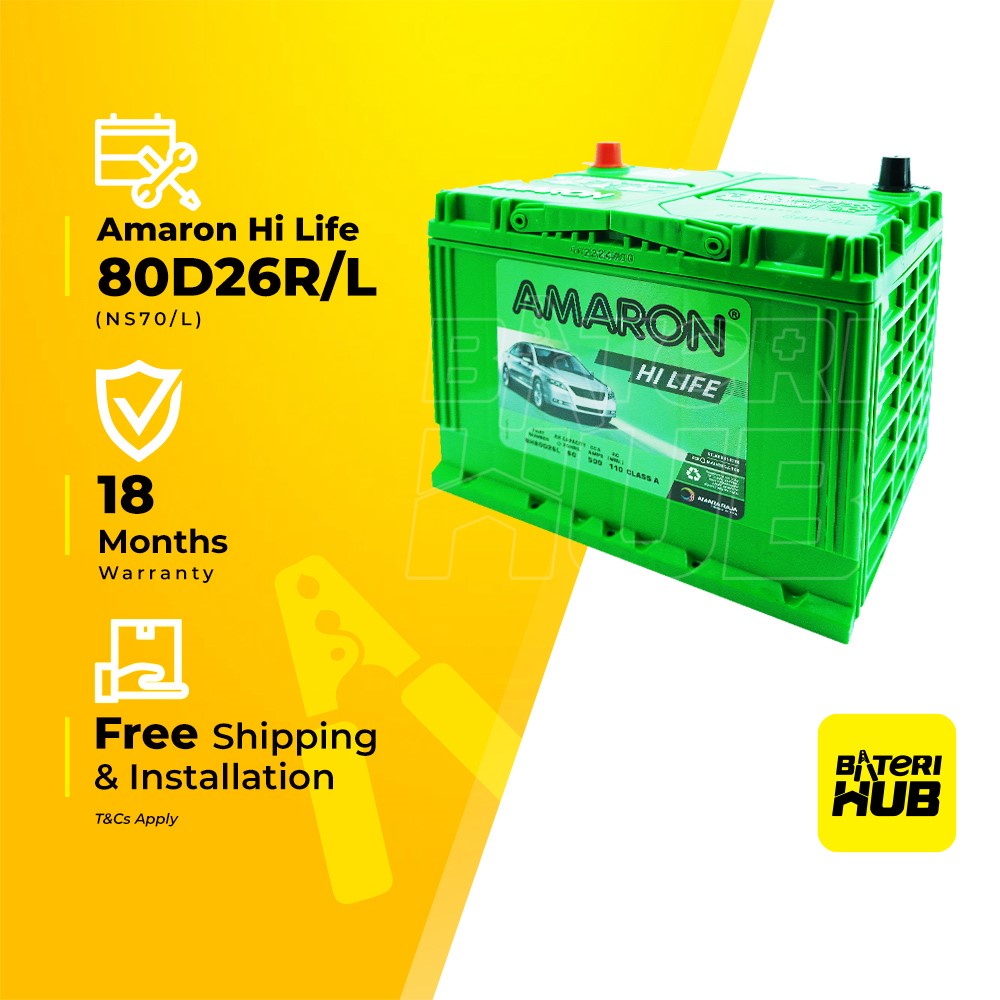 [ 80D26R/L Amaron Hilife ] Car Battery Bateri Kereta Toyota Estima