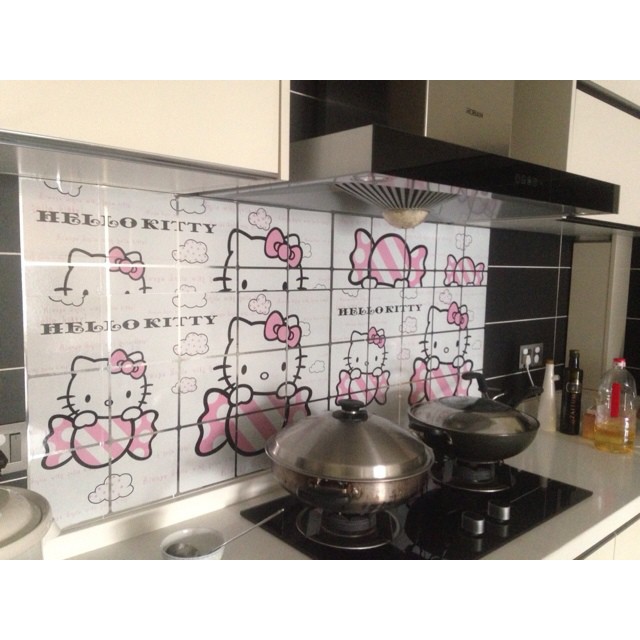 Hello Kitty Home Decor Wall Sticker Kitchen Anti Ioil Waterproof