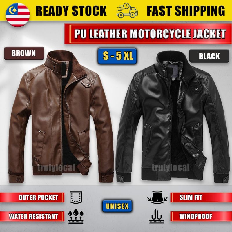 Motorcycle JacketPU Leather Jacket Men's Collar Leather Jacket