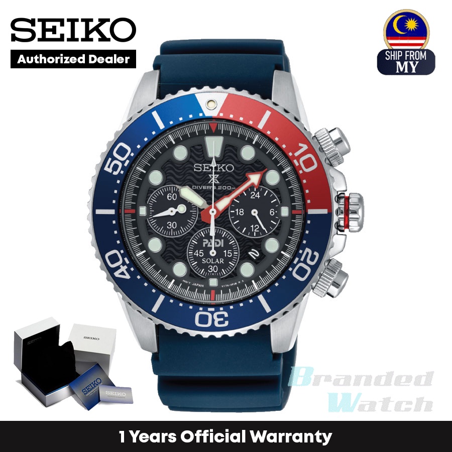 Official Warranty] Seiko SSC785P1 Men's Prospex Solar PADI Chronograph  Silicone Strap Watch | Shopee Malaysia
