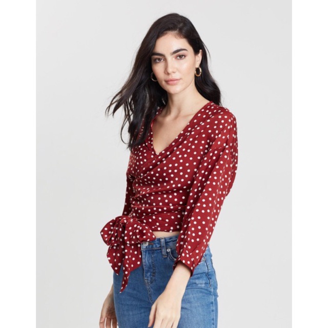 polka dot wrap top