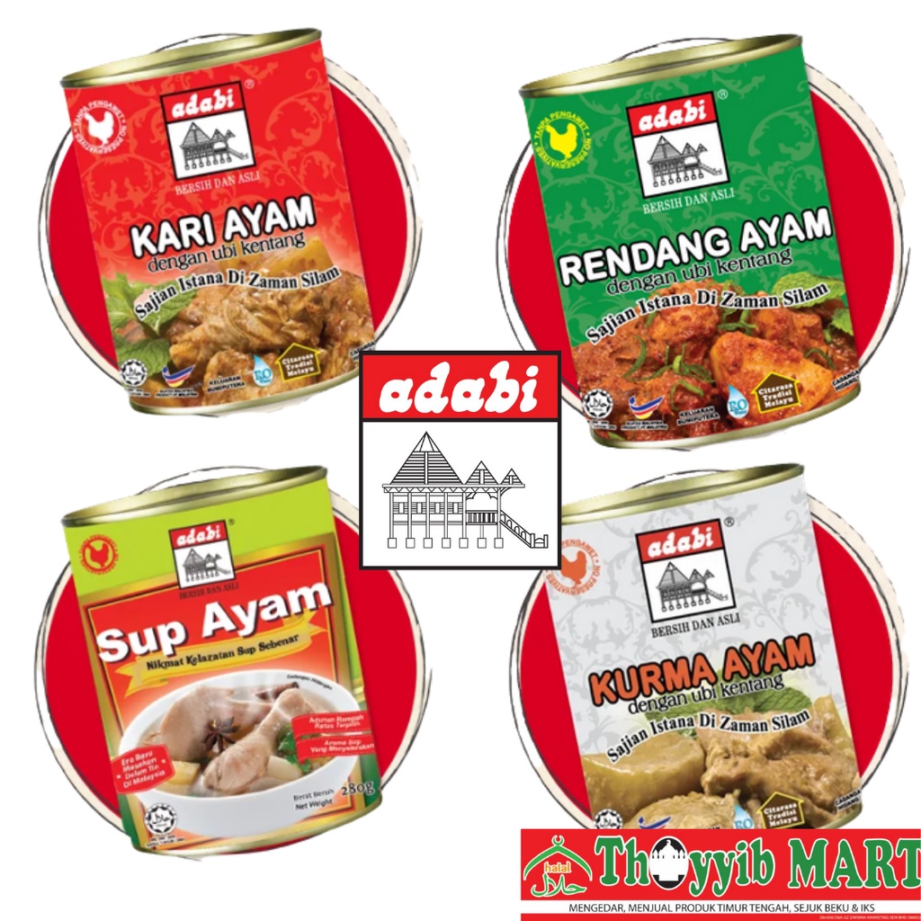 Adabi Dalam Tin Kari Ayam Rendang Ayam Kurma Daging Sup Ayam 280gm Shopee Malaysia