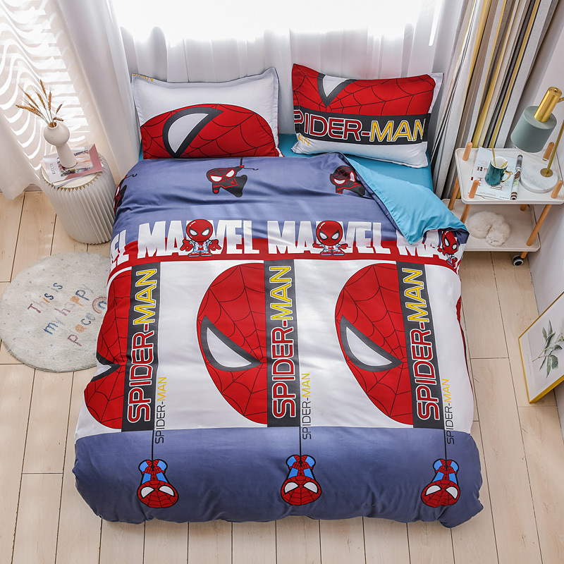 Spiderman 4pcs Set Bedding Cartoon, Spiderman Single Duvet Cover