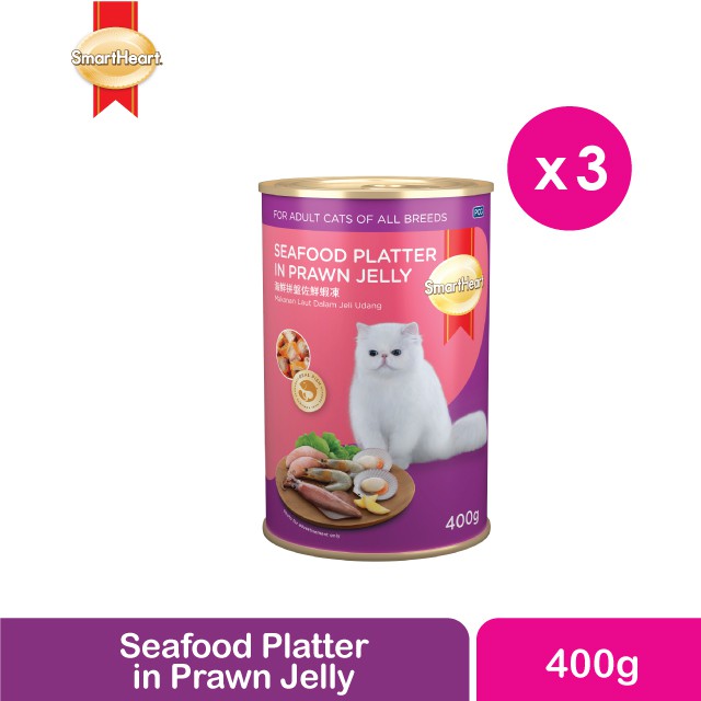 Smart Heart Cat Can - Seafood Platter In Prawn Jelly (400g x 3 Cans)