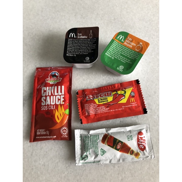 Chili Sauce Sachet KFC McD Domino's Texas Life Swiss Bear Chili Flakes