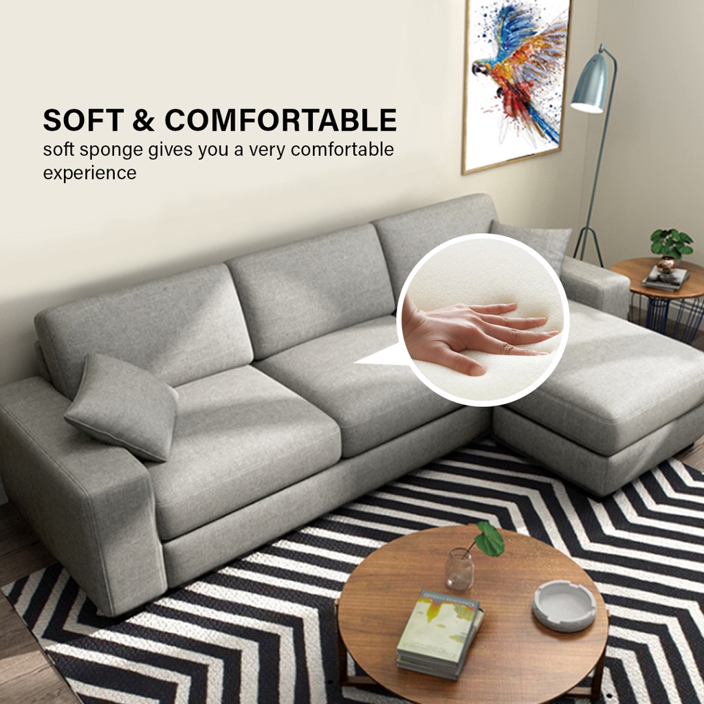 FINSSO: Lauren 868 L-Shape Sofa FREE stool and 2 small pillow [FREE INSTALLATION]